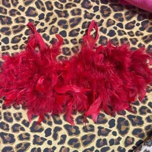 Red Feathered Bra Top. Size 34